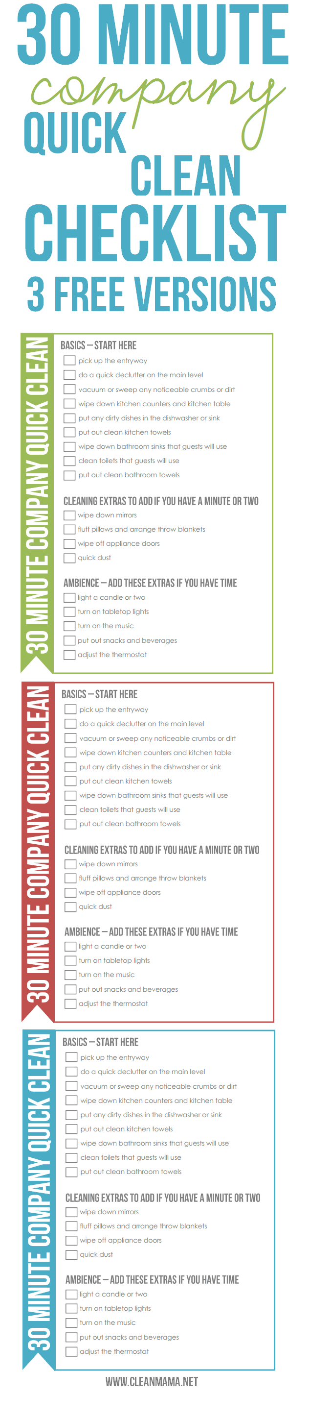 30 minutes quick clean checklist