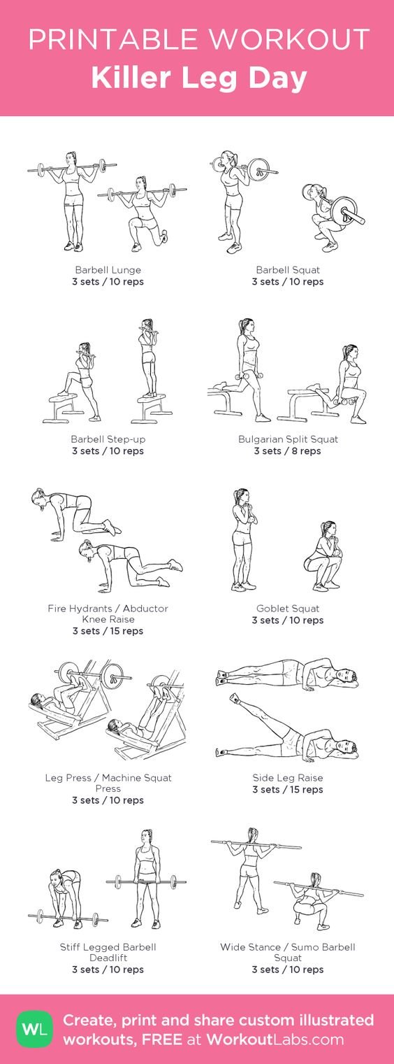 Printable Workout Killer Leg Day