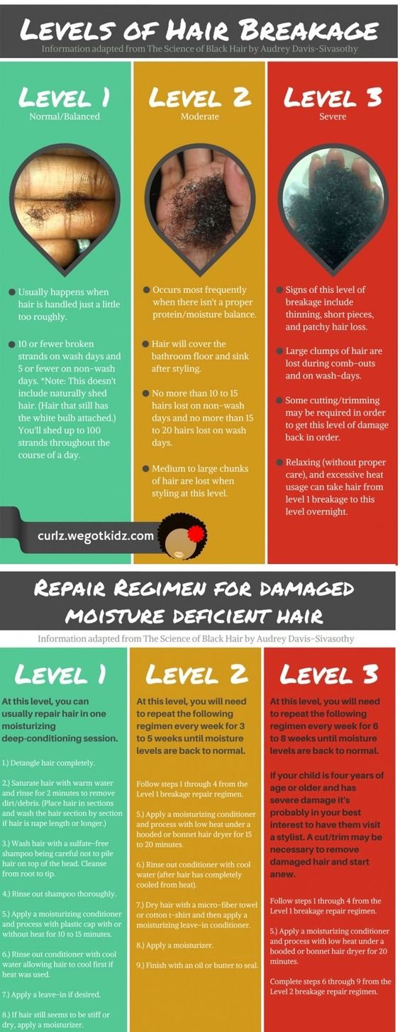 Levels of Hair Breakage and repair