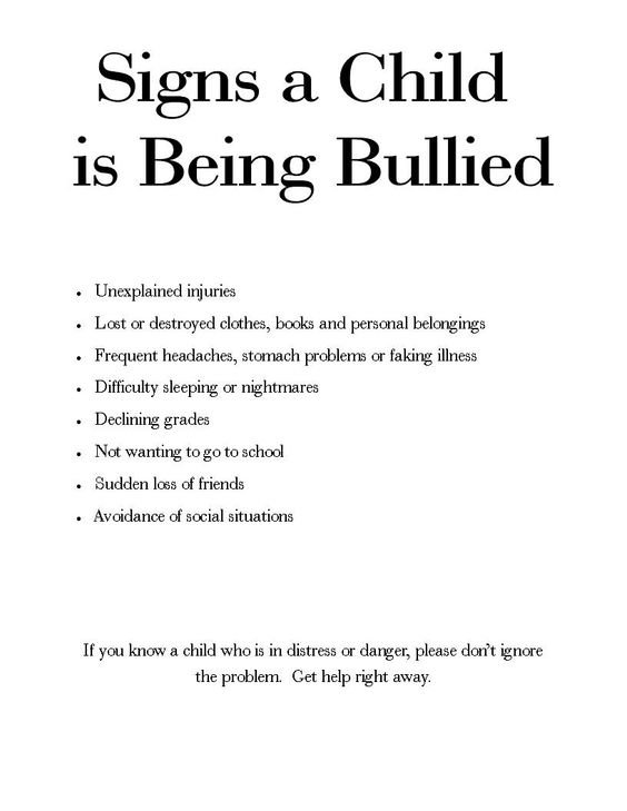 signs a child is being bullied