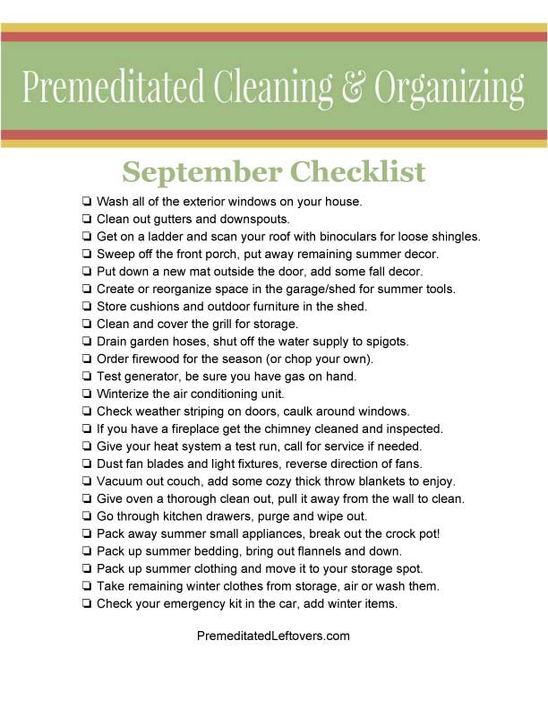 Fall Cleaning Checklist