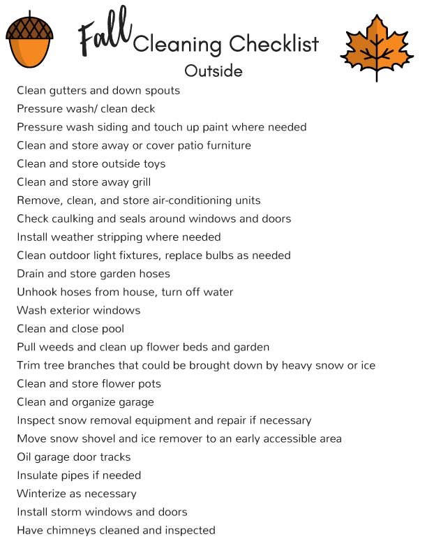 Fall Cleaning Checklist Outside