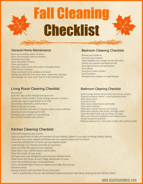 Fall Cleaning checklist