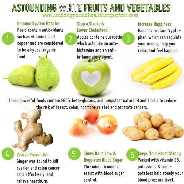 White Fruits and vegetables